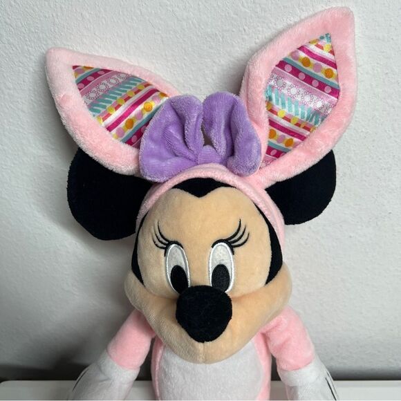 Minnie Mouse Easter Bunny Ears Plush 19" Disney Store Pink W/purple Bow - Picture 3 of 7